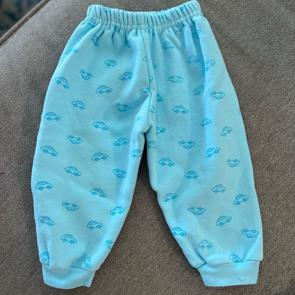 Blue car sweatpants, size 6-12m